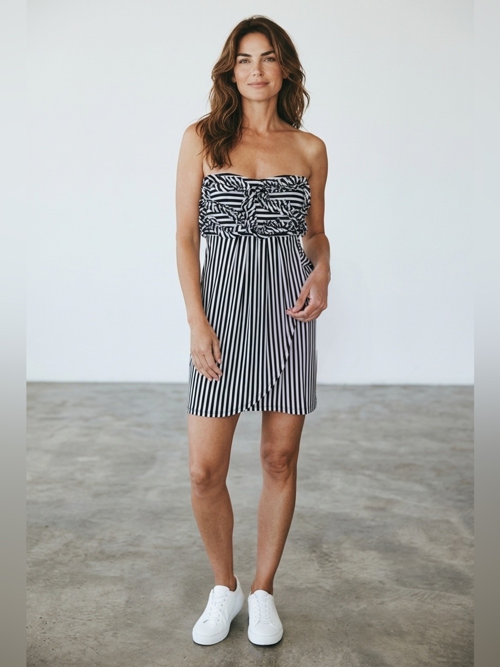 Vintage Venus Black & White Striped BEACH Dress